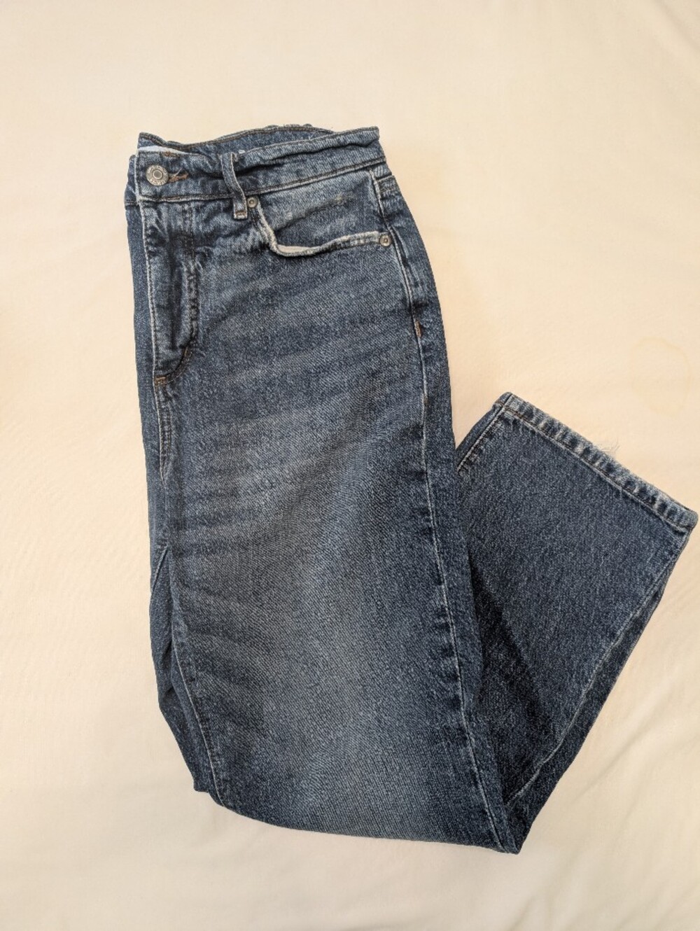 Loft The Straight Crop Jean Distressed